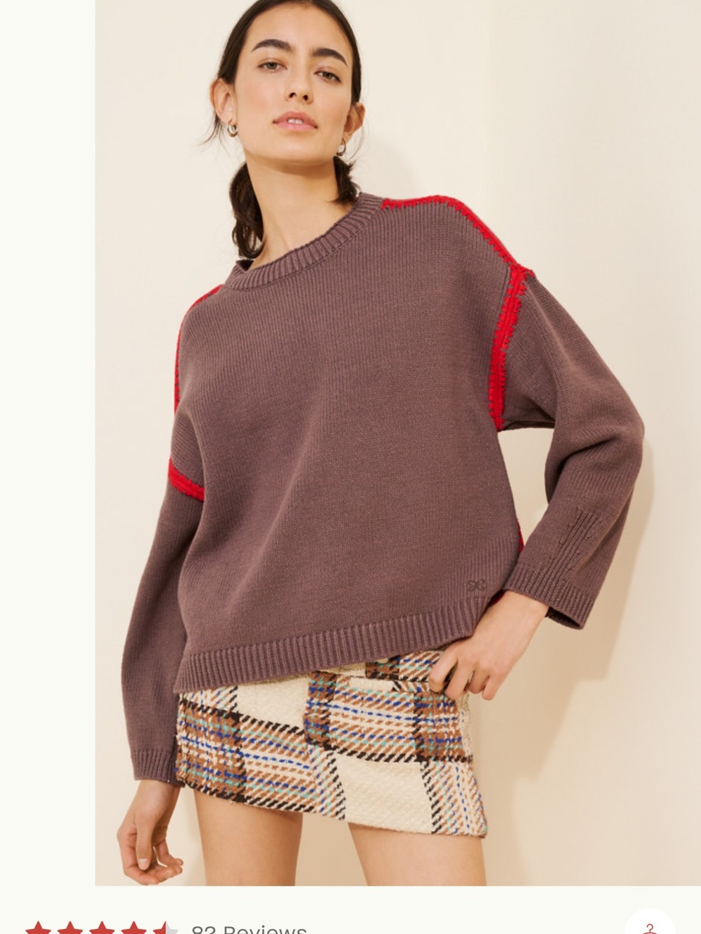 Maeve Long-Sleeve Crew-Neck Whipstitch Sweater Size S NWT